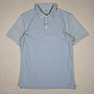 Nike Dri-FIT Men's Blue & White Argyle Golf Polo Shirt Performance Top Small